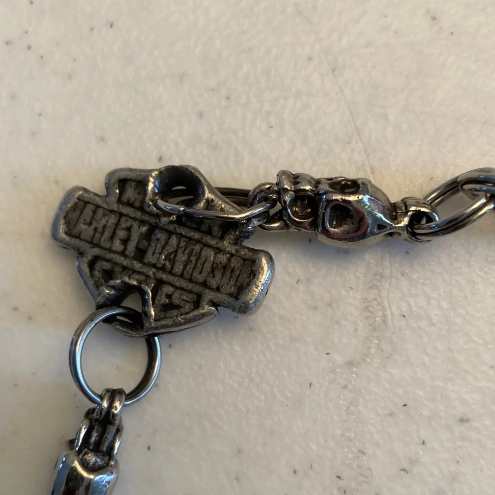 Harley-Davidson Black Leather Hip Pouch with Silver Chain - Picture 3 of 11